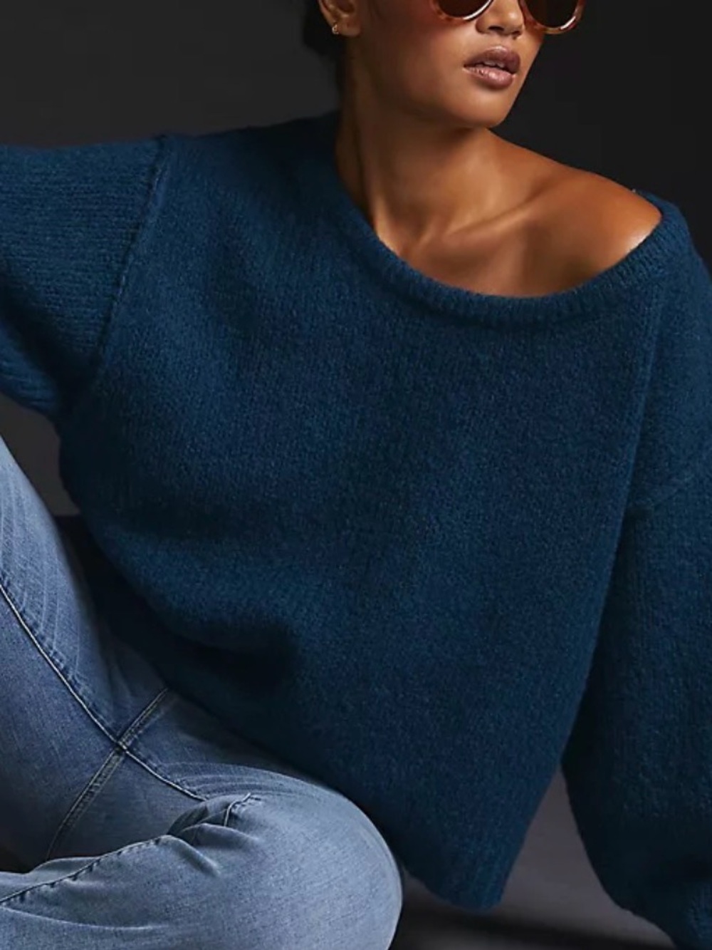 Anthropologie teal blue Cozy Sweater wool blend XS